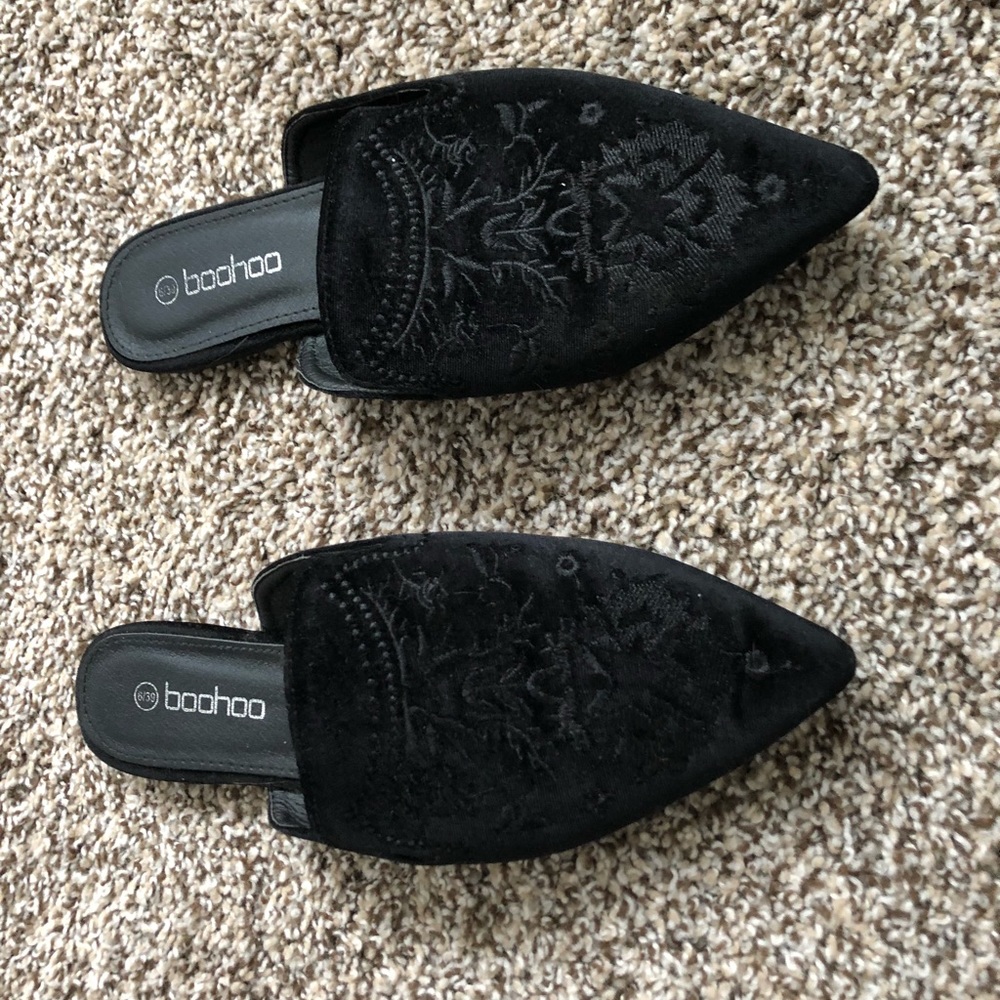 Velvet flat mules